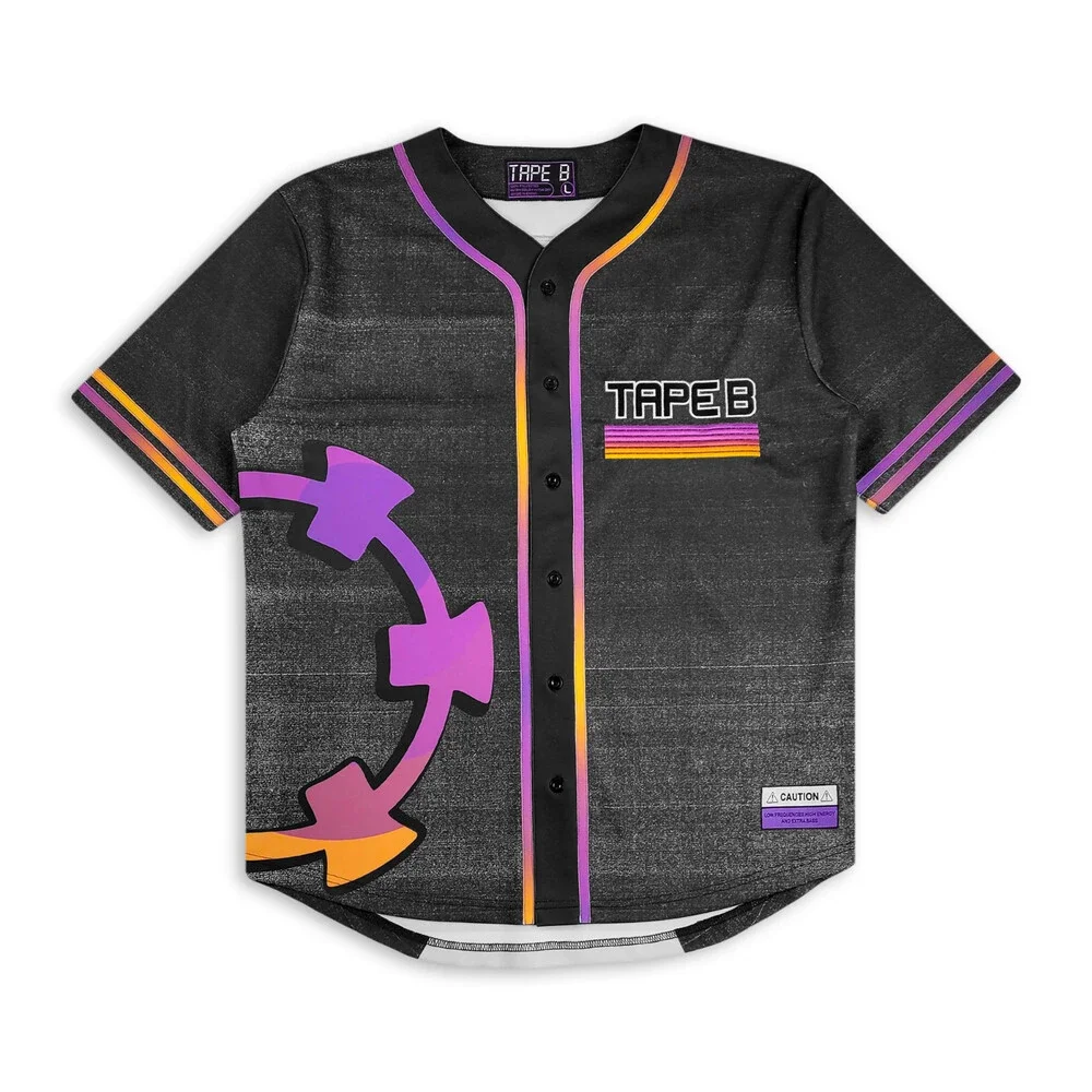 Tape B - High Energy Baseball Jersey Black Size Medium (M) EDM Rave